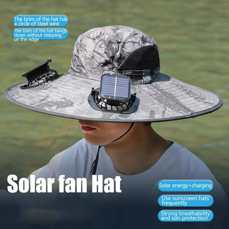 Wide Brim Solar Dual Fan Hat